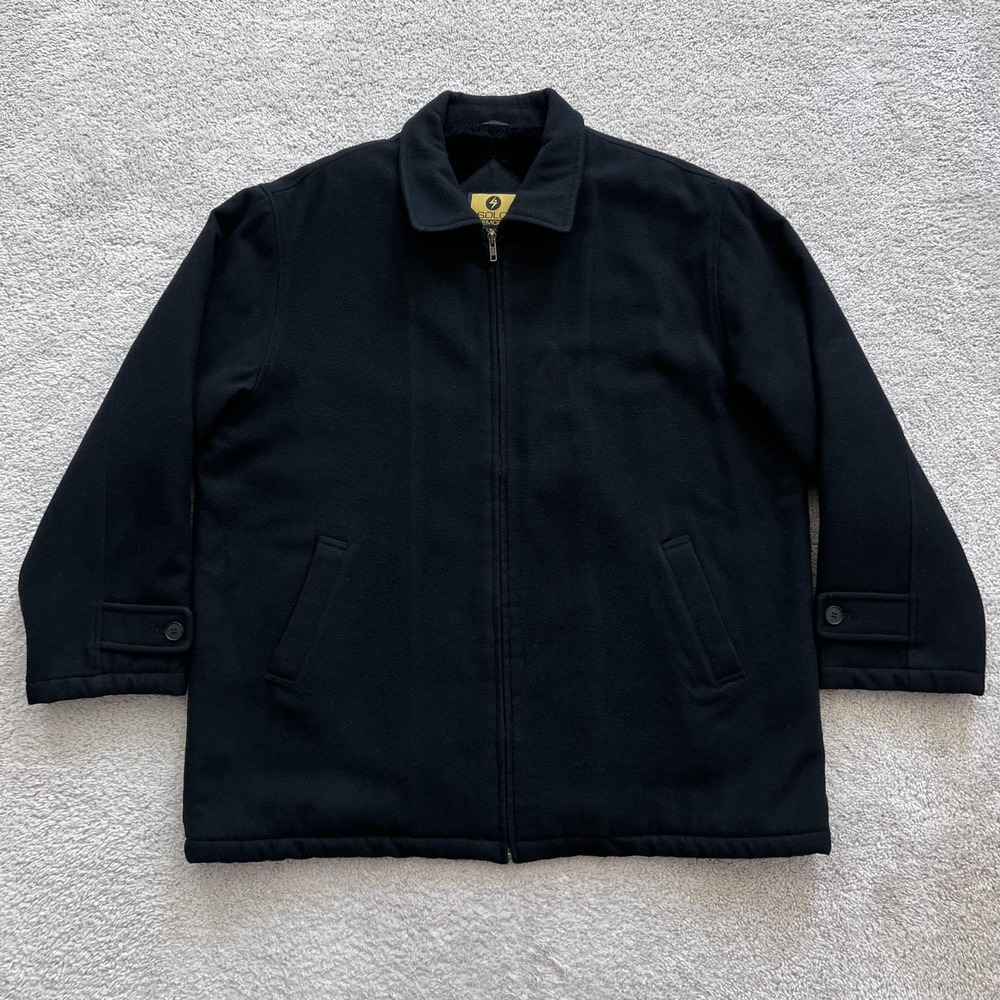 Solo Semore Wool Jacket Mens XL Black Faux Fur Lined Insulated Zip